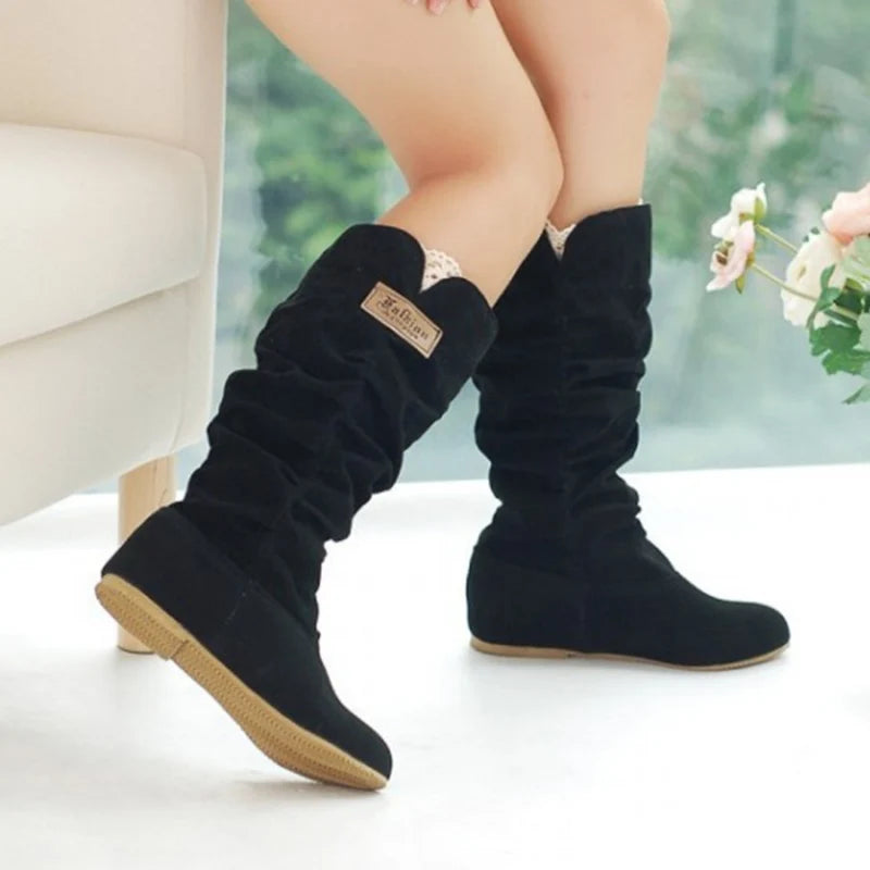 Women's Suede-Look Slouchy Mid-Calf Boots