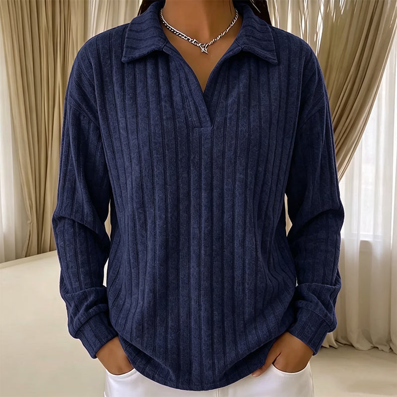 Women's Ribbed V-Neck Knit Jumper