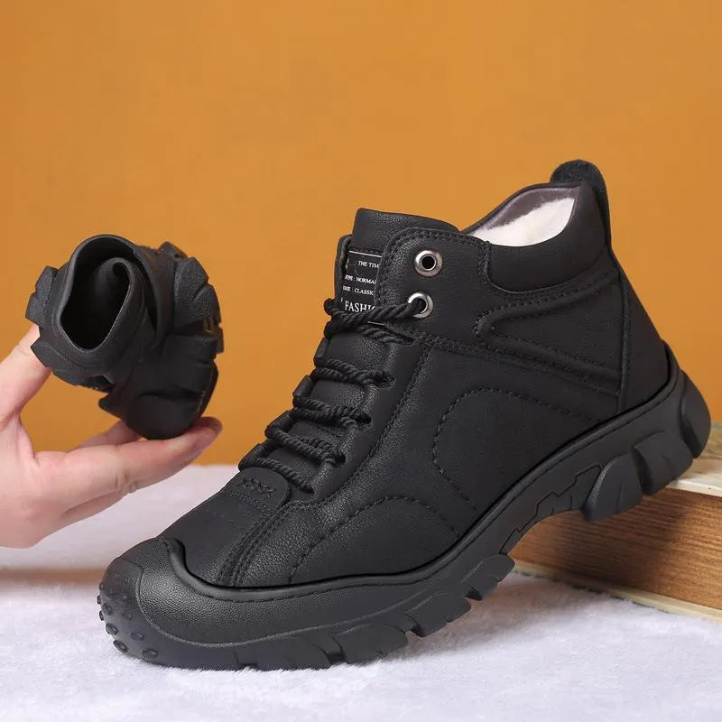 Men’s Brown Leather-Look Casual Ankle Boots