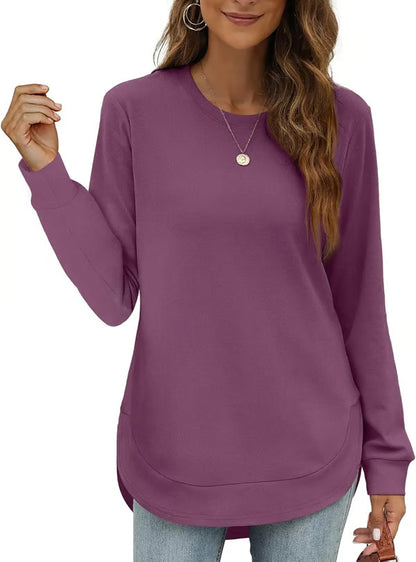 Women's Curved Hem Crew Neck Sweatshirt