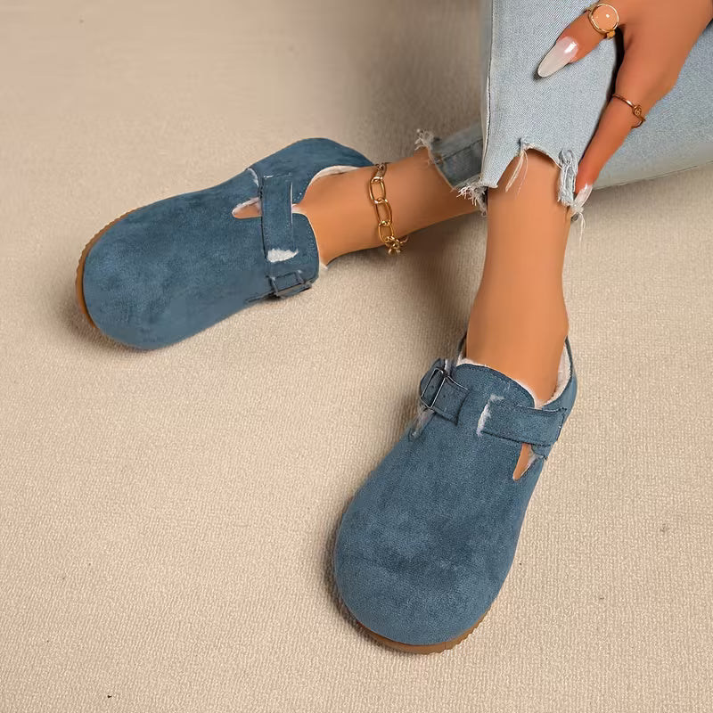 Women's Buckle Detail Plush-Lined Clogs