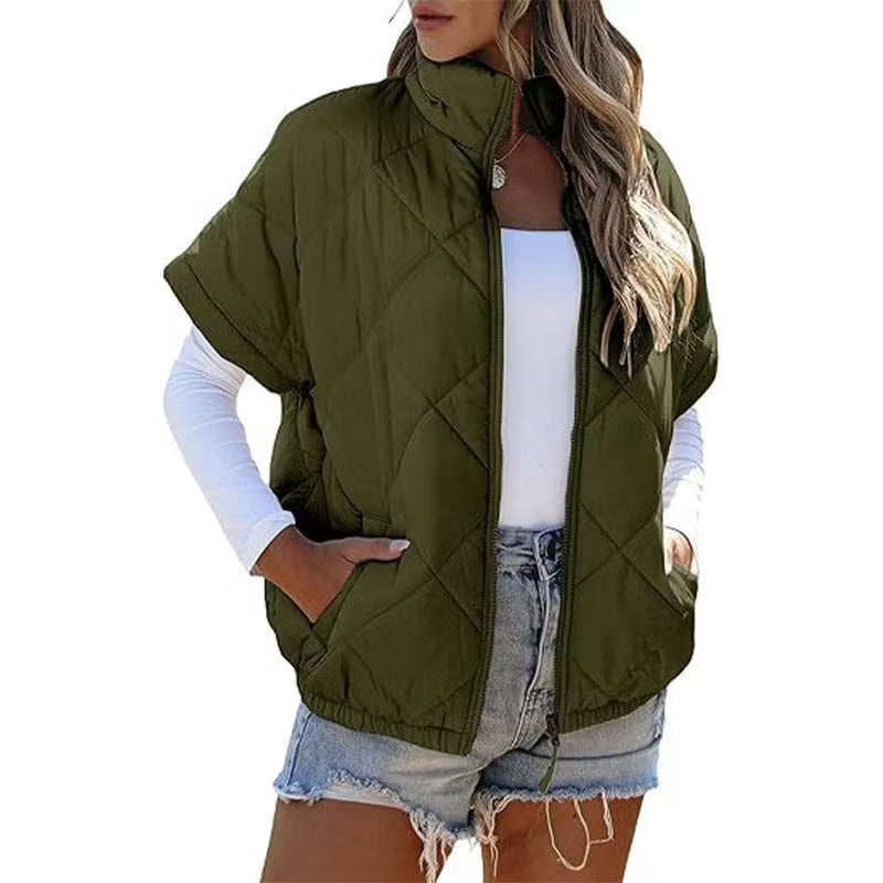 Women's Quilted Short Sleeve Padded Jacket