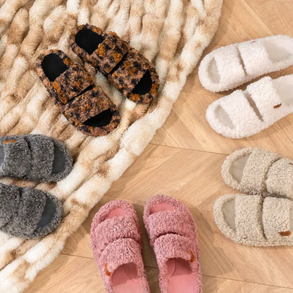 Women's Fuzzy Open-Toe Slippers