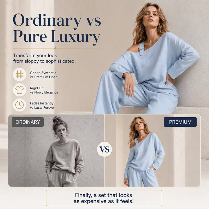 Women's Off-Shoulder Top & Wide Leg Trouser Set