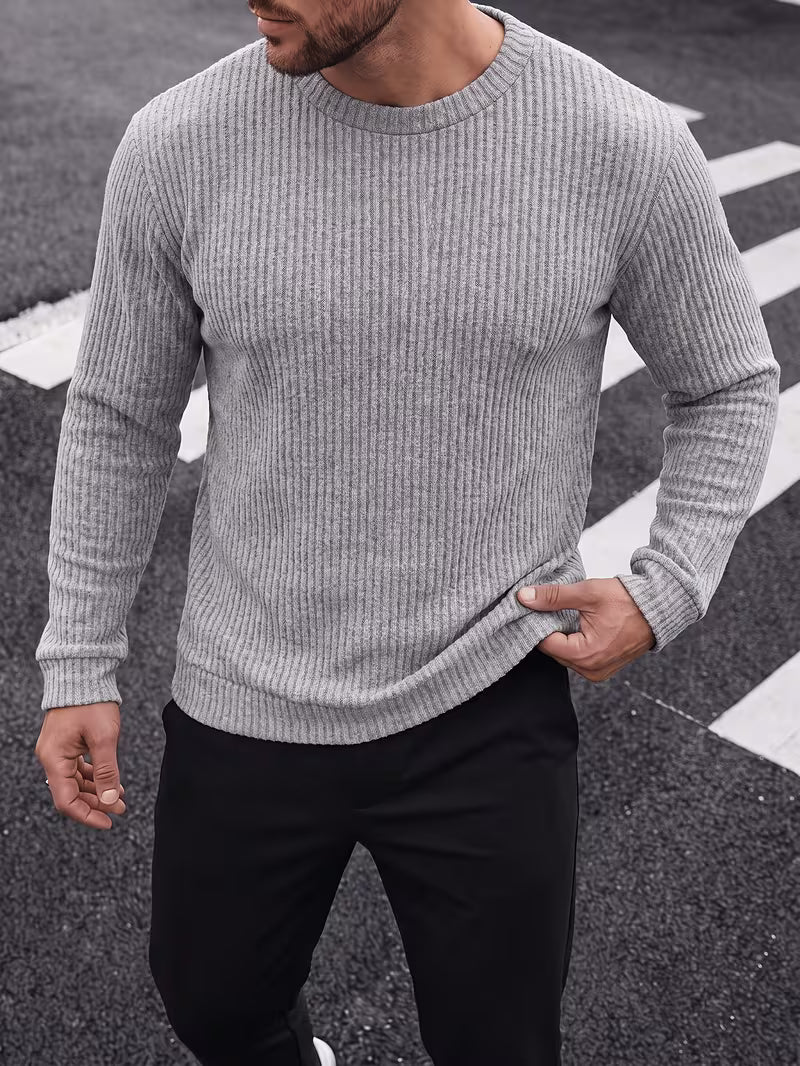 Men's Ribbed Crew Neck Pullover