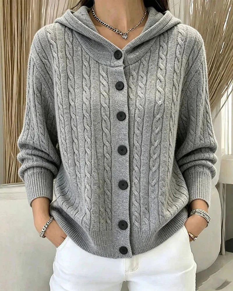 Women's Open-Front Hooded Knit Cardigan