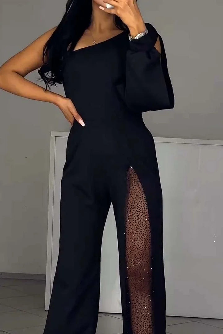 Women’s Off-Shoulder High-Slit Cotton-Blend Jumpsuit