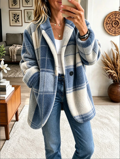 Women's Colourful Plaid Fleece Coat