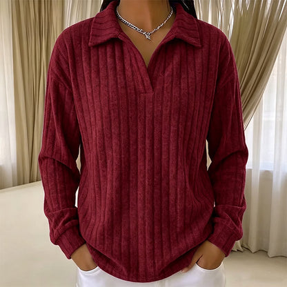 Women's Ribbed V-Neck Knit Jumper