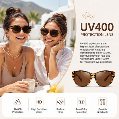 Polarised Round Cat-Eye Sunglasses
