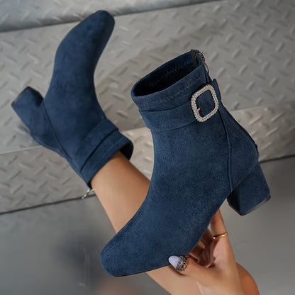 Women's Buckle Detail Chunky Heel Ankle Boots