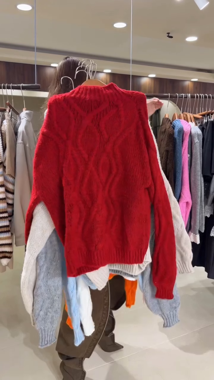 Women's Fluffy Cable Knit Roll Neck Jumper