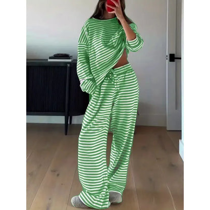 Women's Striped Relaxed Top & Wide-Leg Trouser Set