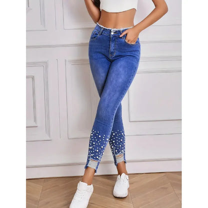 Women's Pearl Embellished Skinny Jeans