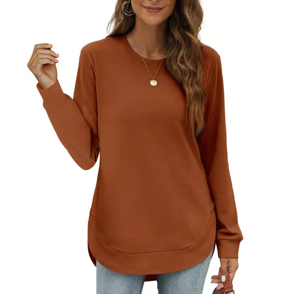Women's Curved Hem Crew Neck Sweatshirt