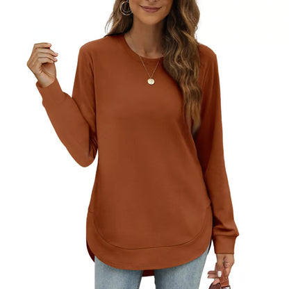 Women's Curved Hem Crew Neck Sweatshirt