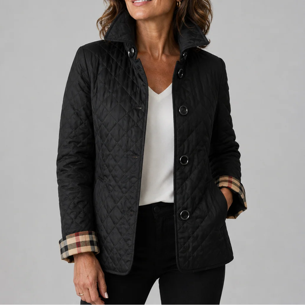 Women's Diamond Quilted Button-Up Jacket