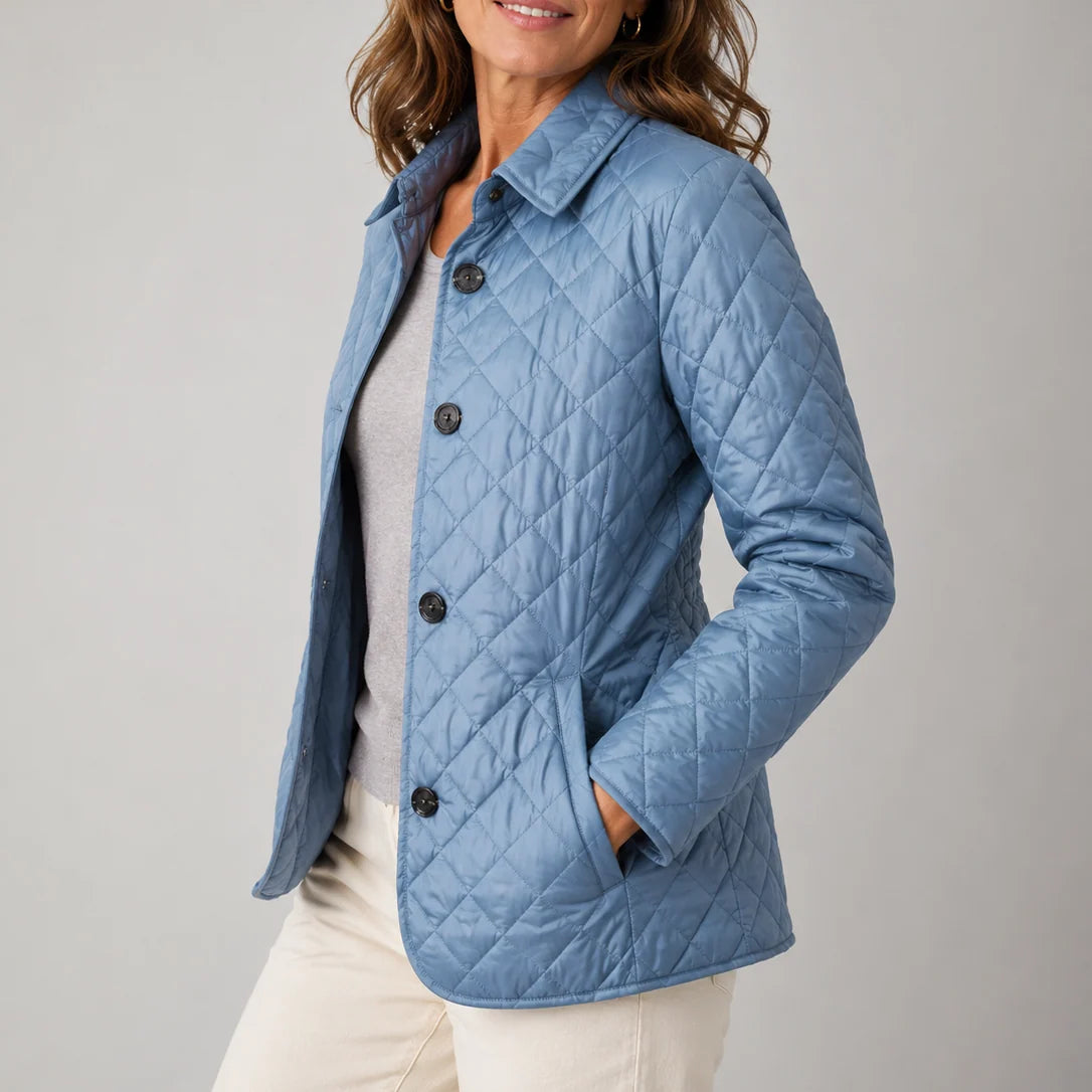 Women's Diamond Quilted Button-Up Jacket