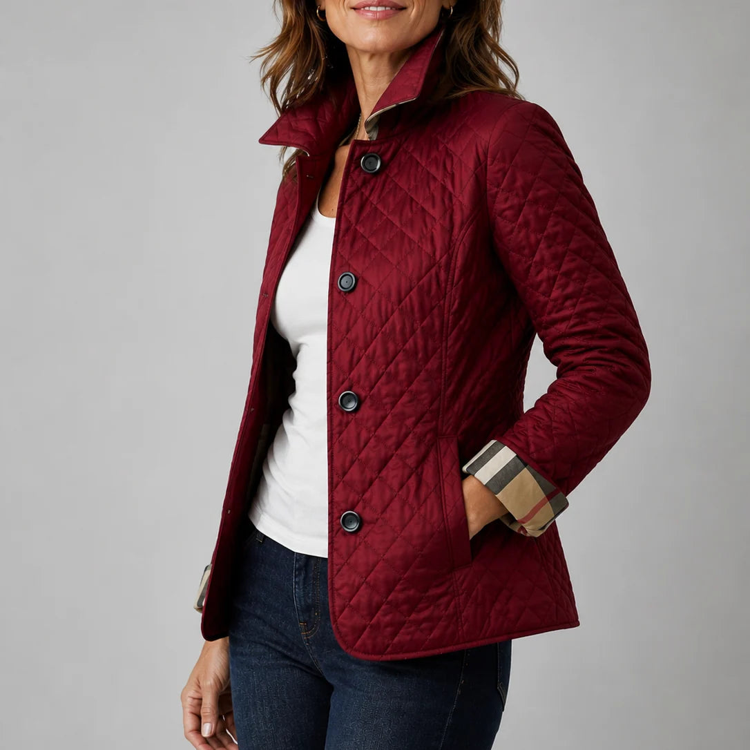 Women's Diamond Quilted Button-Up Jacket