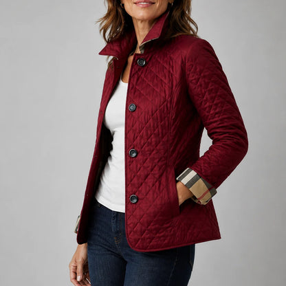 Women's Diamond Quilted Button-Up Jacket