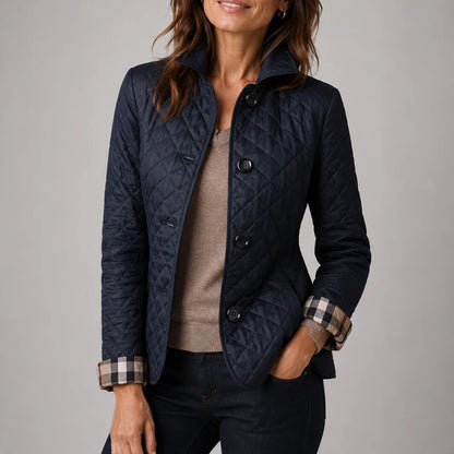 Women's Diamond Quilted Button-Up Jacket