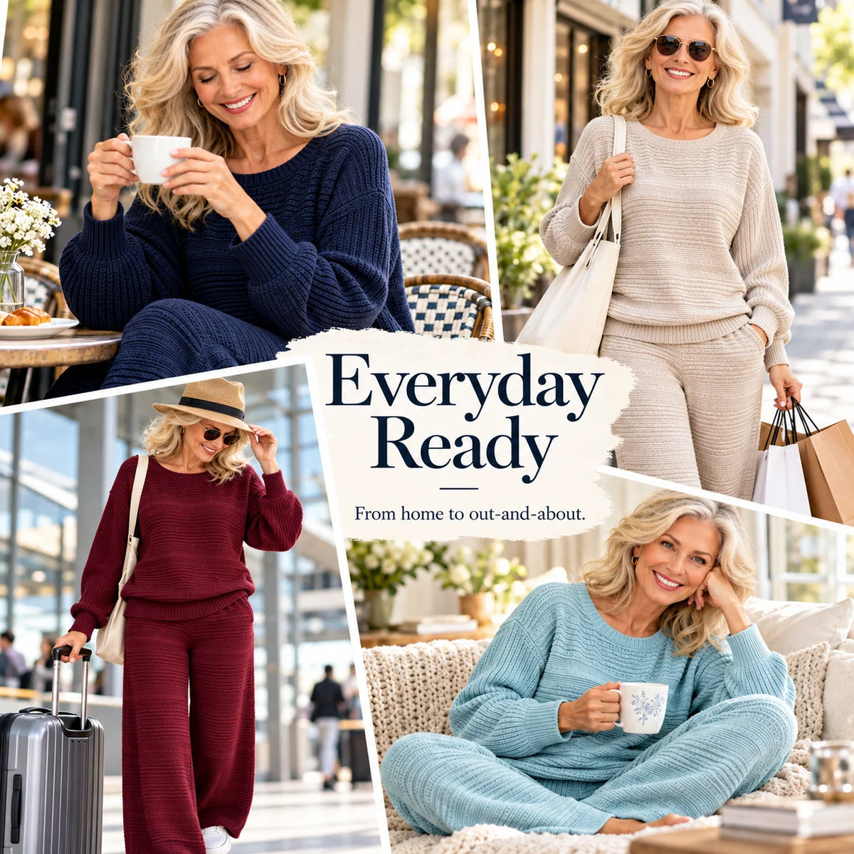 Women's Textured Knit Two-Piece Trouser Set