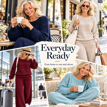 Women's Textured Knit Two-Piece Trouser Set