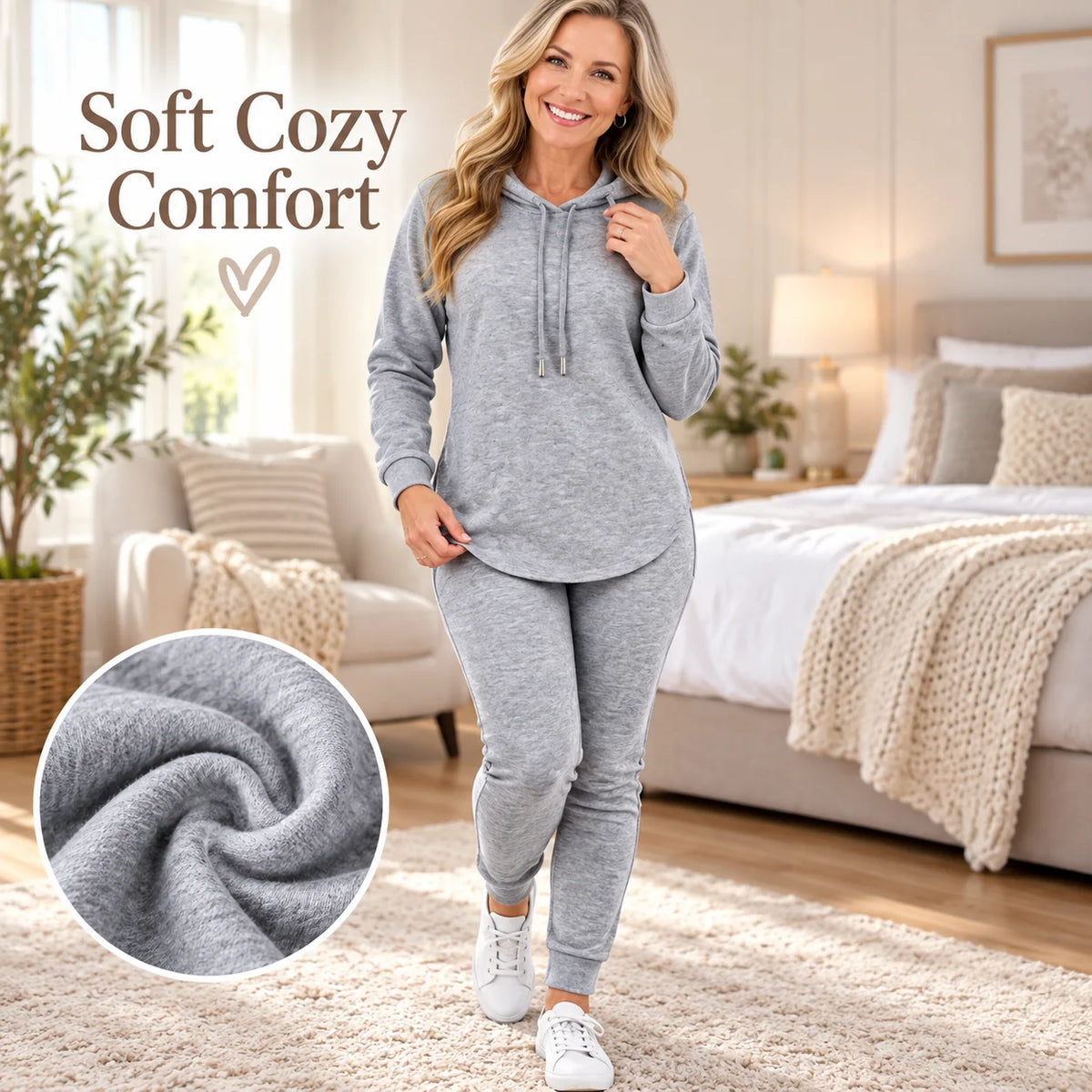 Women's Relaxed Hooded Two-Piece Trouser Set