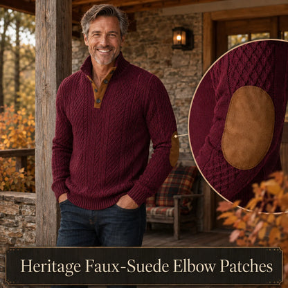 Men's Diamond Knit Button Neck Jumper