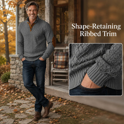 Men's Diamond Knit Button Neck Jumper