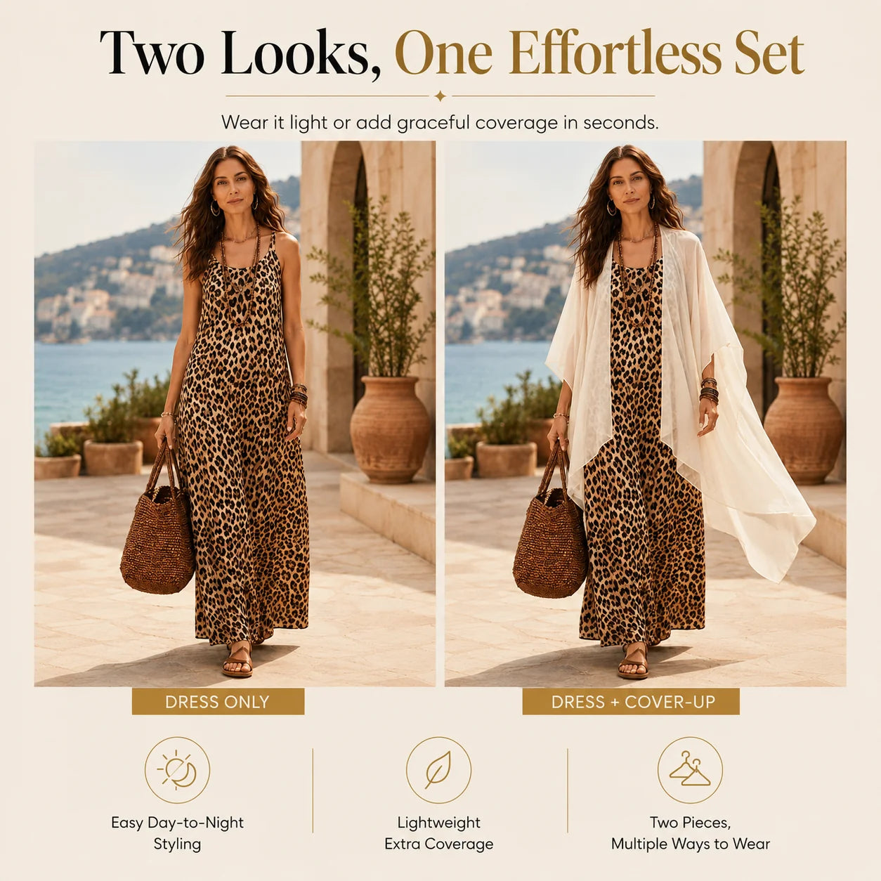 Women's Flowing Maxi Dress & Cover Up Set