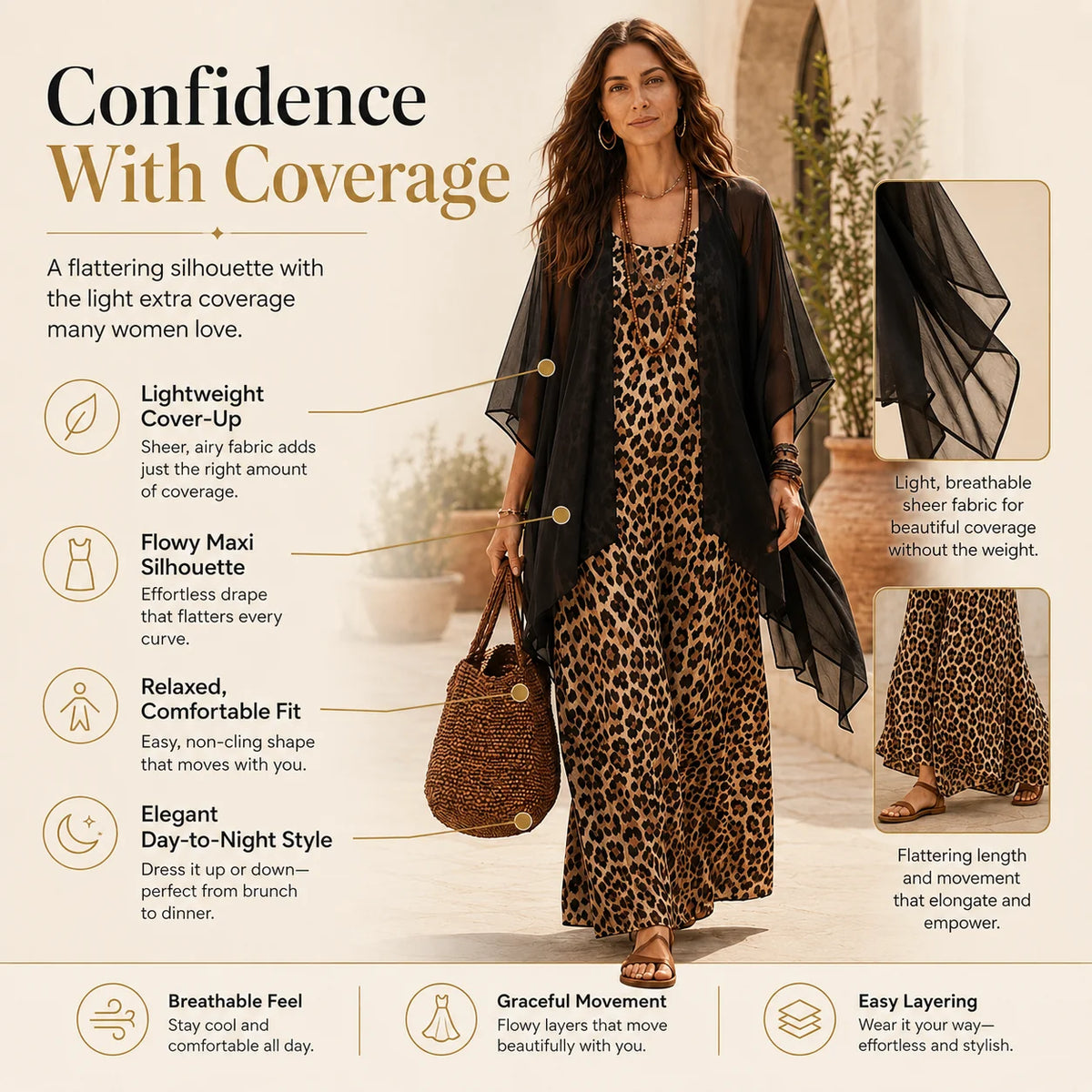 Women's Flowing Maxi Dress & Cover Up Set