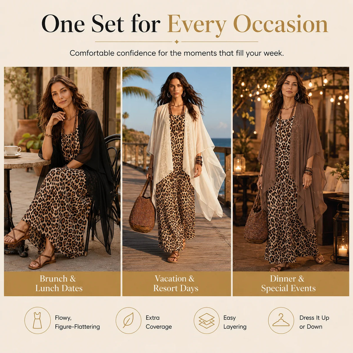 Women's Flowing Maxi Dress & Cover Up Set