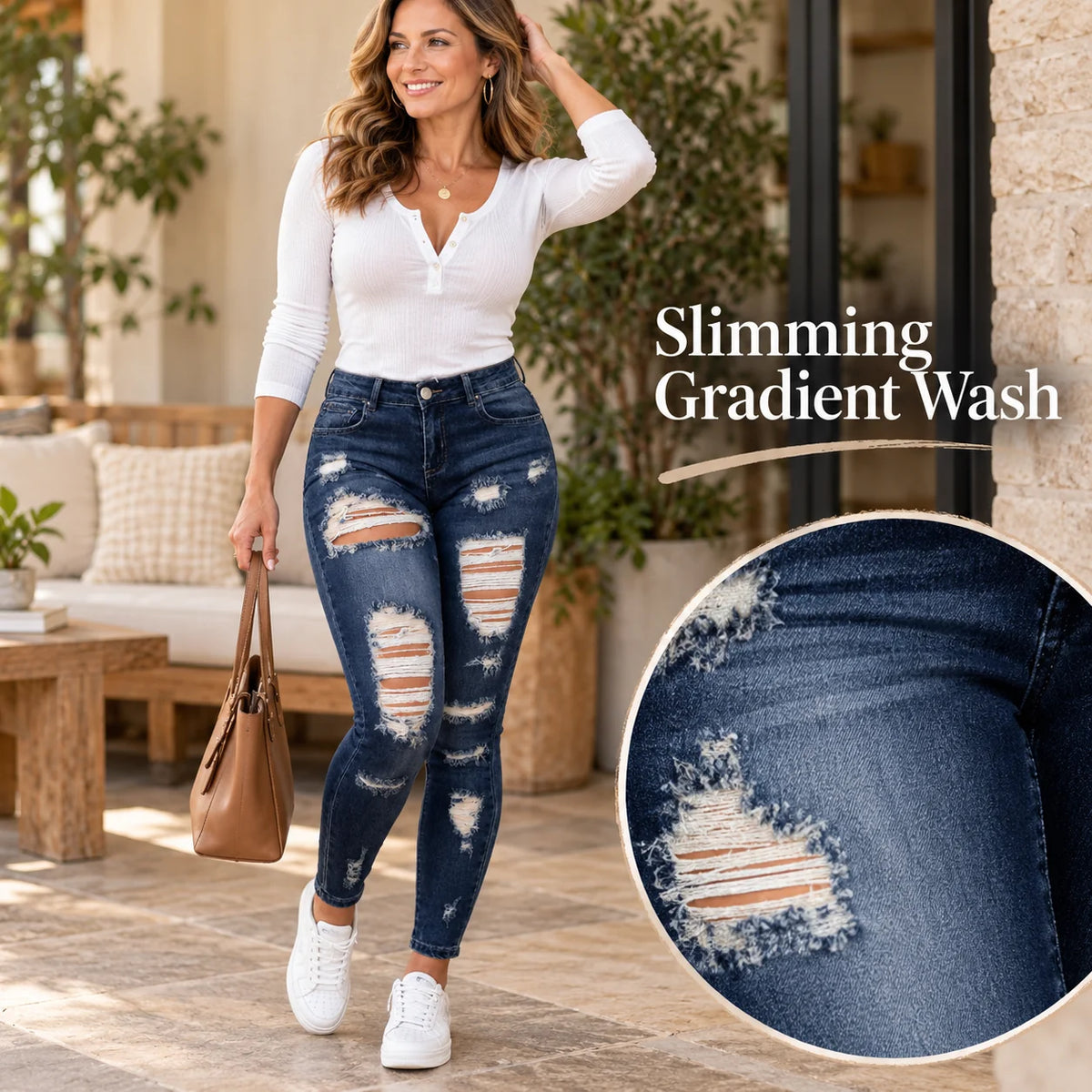 Women's Distressed Stretch Skinny Jeans