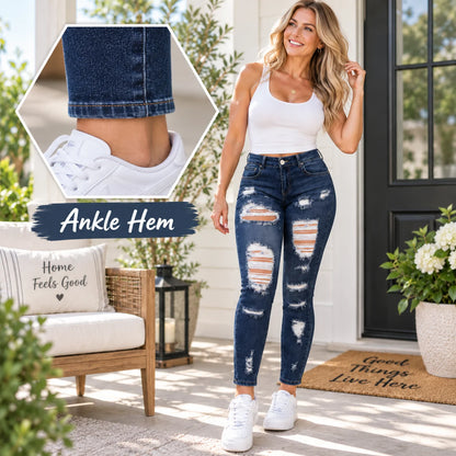 Women's Distressed Stretch Skinny Jeans