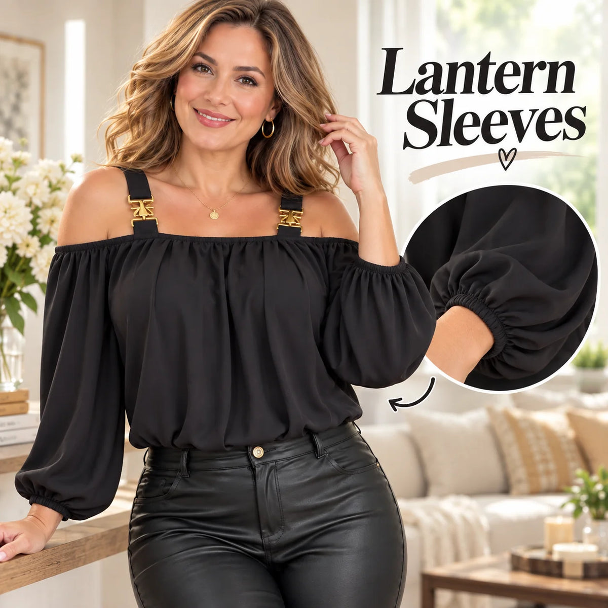 Women's Buckle Strap Draped Blouse