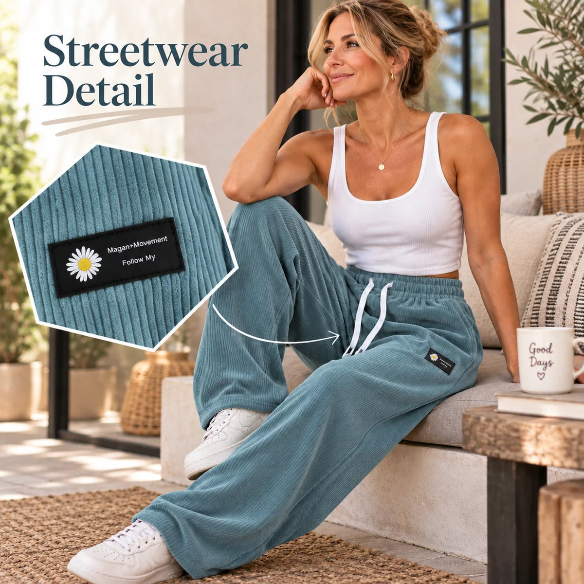 Women's Textured Wide Leg Trousers
