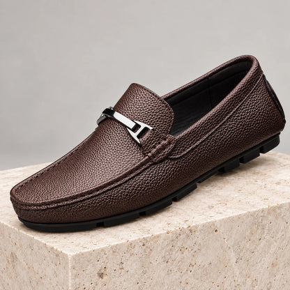 Men's Pebble-Grain Look Driving Loafers