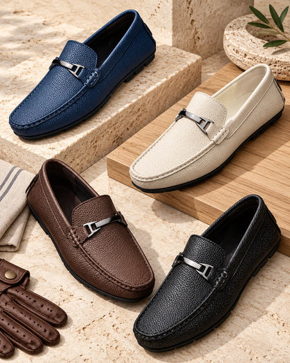Men's Pebble-Grain Look Driving Loafers