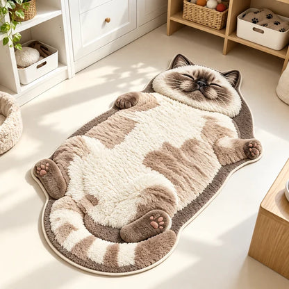 Cute Sleeping Cat Shaped Floor Rug