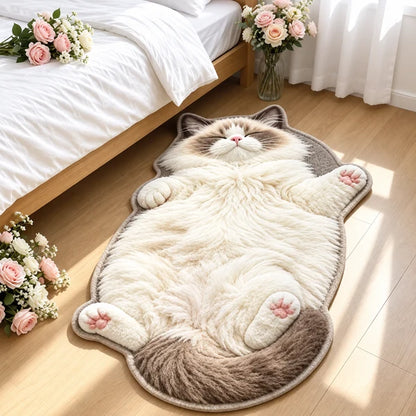 Cute Sleeping Cat Shaped Floor Rug