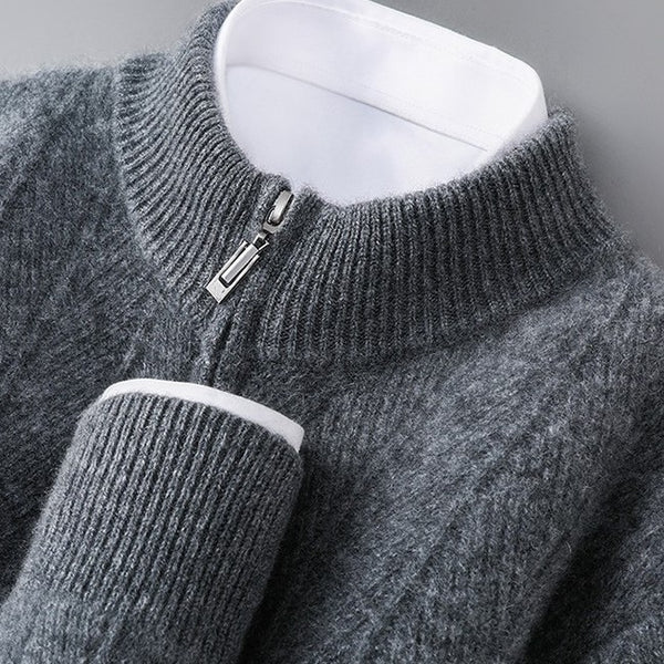 Men's Textured Full-Zip Knit Cardigan