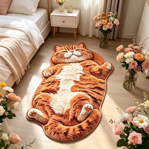 Cute Sleeping Cat Shaped Floor Rug