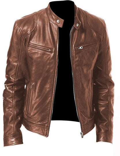 Biker Casual Zipper Leather-Look Jacket