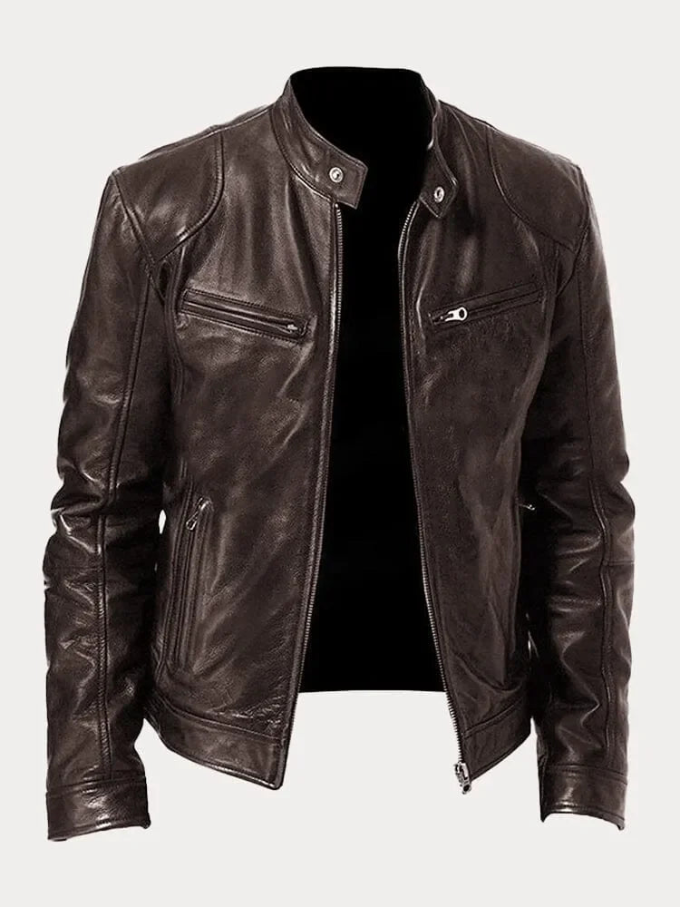 Biker Casual Zipper Leather-Look Jacket