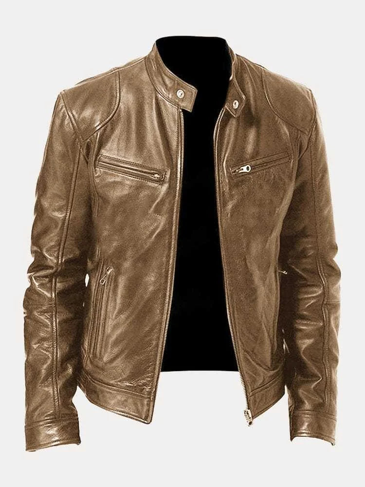 Biker Casual Zipper Leather-Look Jacket