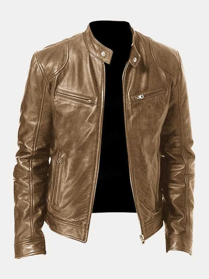 Biker Casual Zipper Leather-Look Jacket