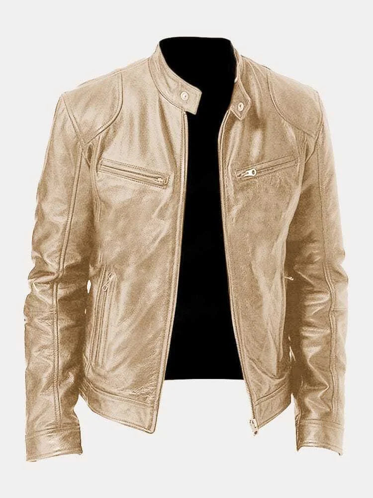 Biker Casual Zipper Leather-Look Jacket