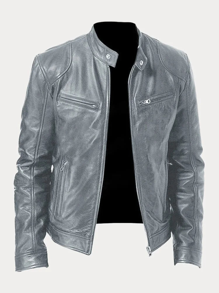 Biker Casual Zipper Leather-Look Jacket