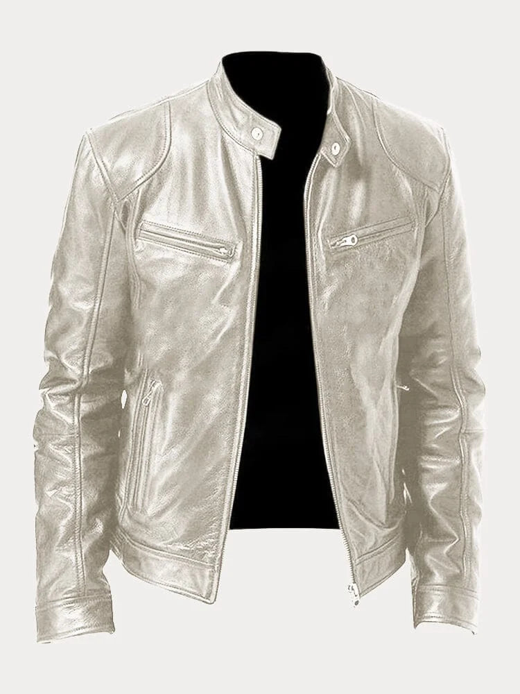 Biker Casual Zipper Leather-Look Jacket